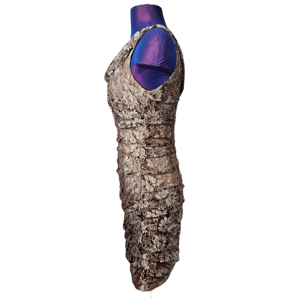 Express Gold Floral Lace Bodycon Mini Cocktail Dress Size 6 Women's A81 - Picture 4 of 10